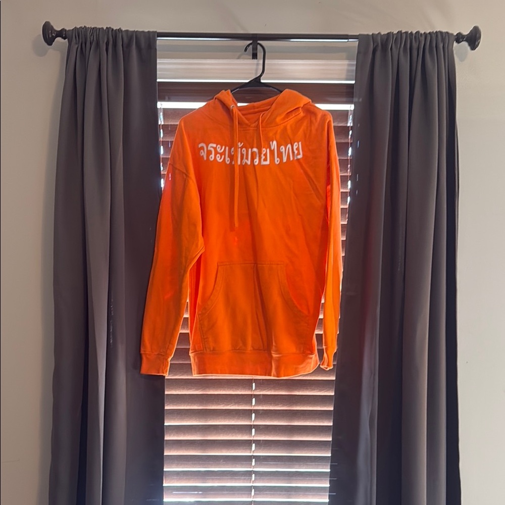 Orange Hoodie with White Text